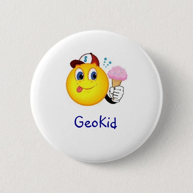 GeoKid Boy with Ice Cream Geocaching Swag Pin (Front)