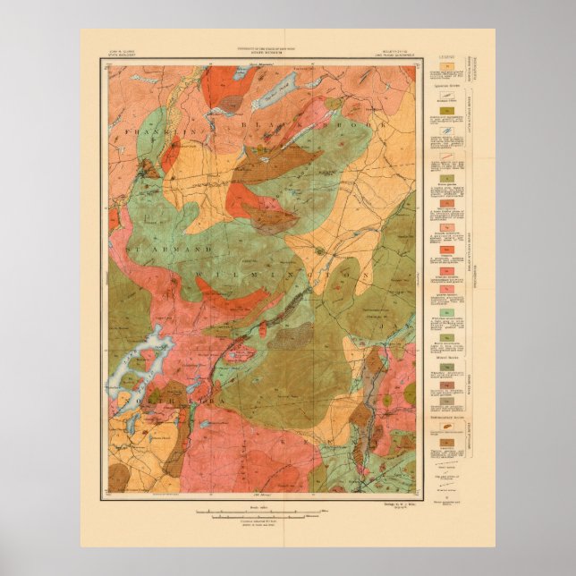 Geologic Map of the Lake Placid Quadrangle - 1914 Poster (Front)
