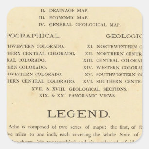 Geological and geographical atlas of Colorado Square Sticker