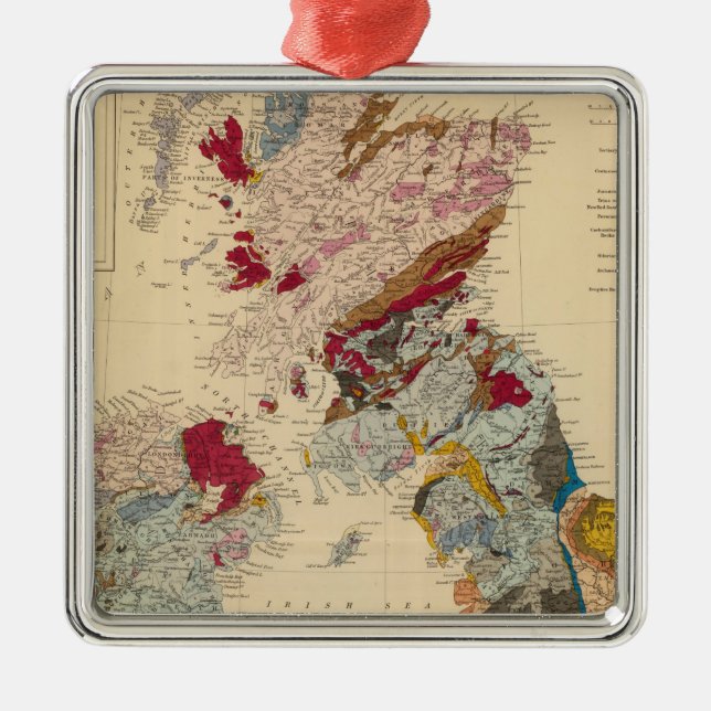 Geological map, British Isles Metal Ornament (Front)