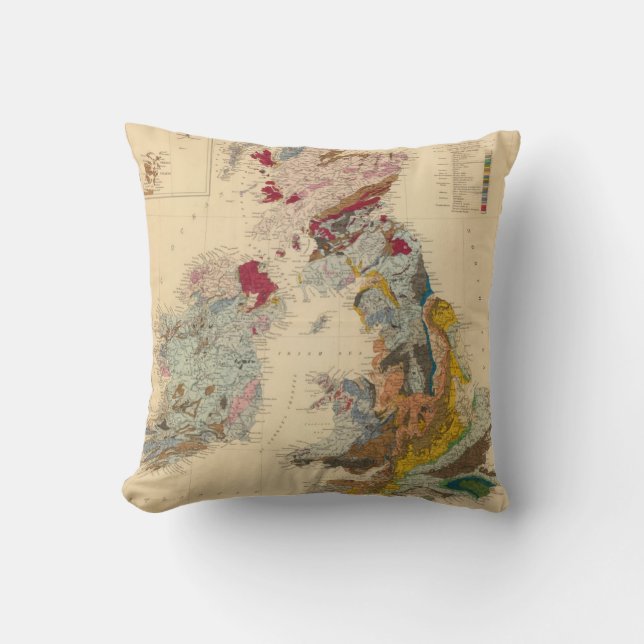 Geological map, British Isles Throw Pillow (Front)