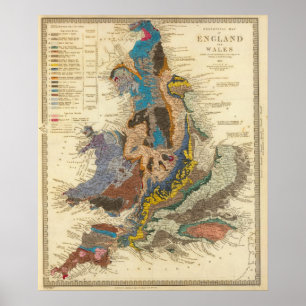 Geological map, England, Wales Poster