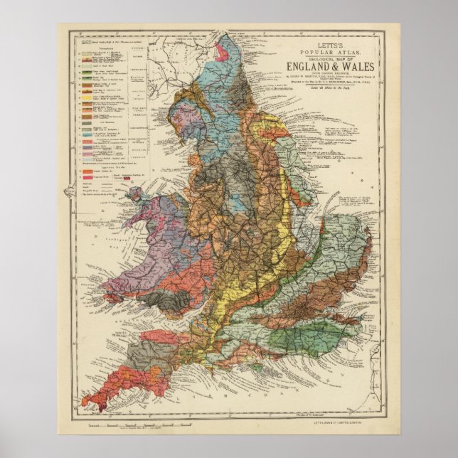 Geological map England, Wales Poster (Front)