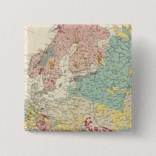 Geological map Europe 2 Inch Square Button (Front)