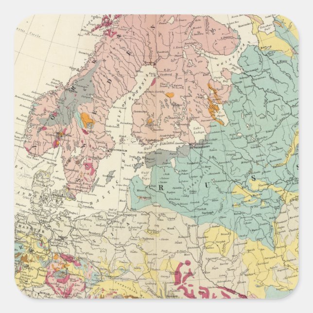 Geological map Europe Square Sticker (Front)
