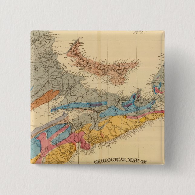 Geological map, Maritime Provinces 2 Inch Square Button (Front)