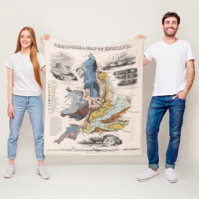 Geological Map of England Fleece Blanket (In Situ)