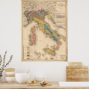 Geological Map of Italy 1844  Poster