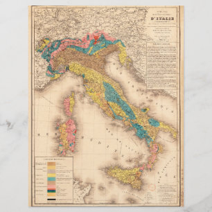 Geological Map of Italy by H. de Collegno (1844)