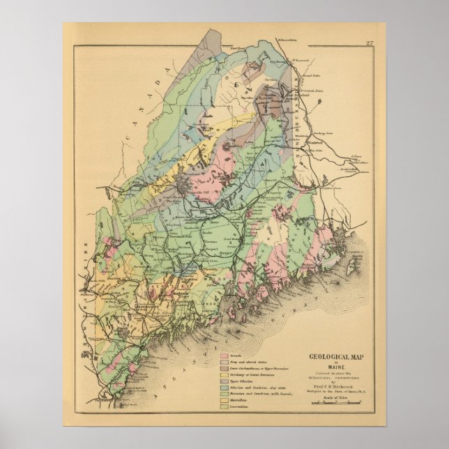 Geological map of Maine Poster (Front)