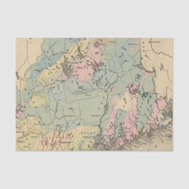 Geological map of Maine Tissue Paper (Front)