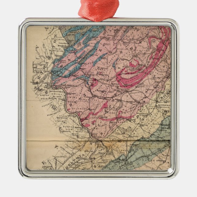 Geological map of New Jersey Metal Ornament (Front)