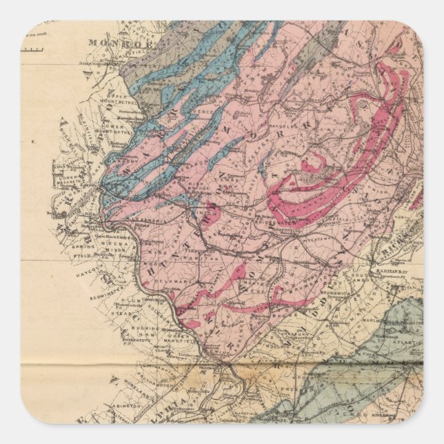 Geological map of New Jersey Square Sticker (Front)