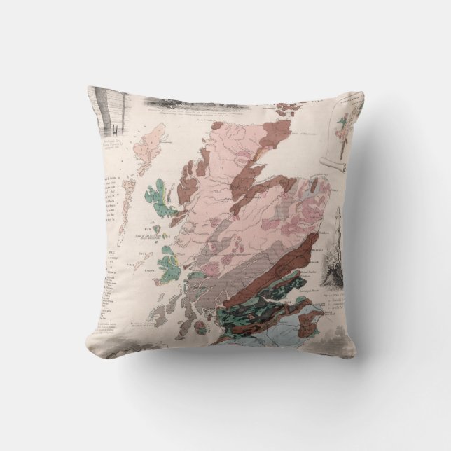 Geological Map of Scotland Throw Pillow (Front)