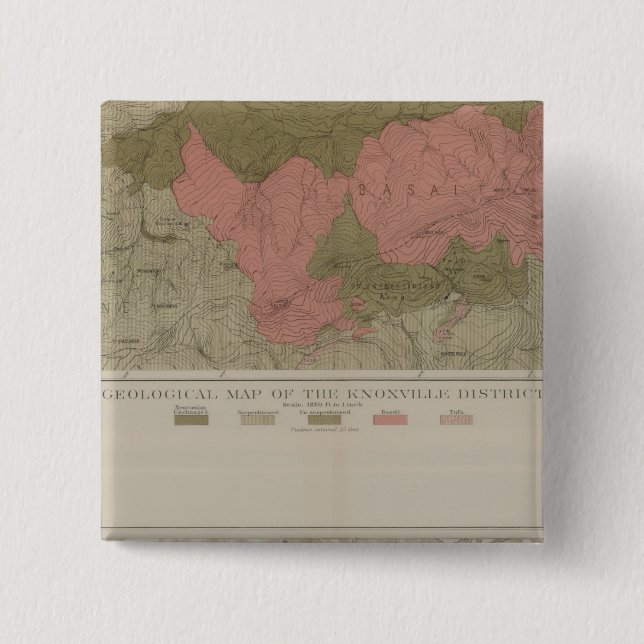 Geological Map of the Knoxville District 2 Inch Square Button (Front)