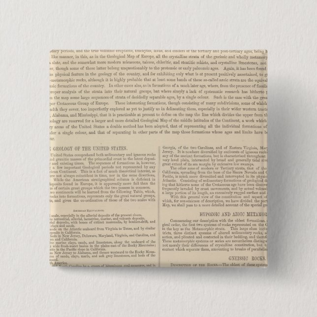 Geological Map of the United States 2 Inch Square Button (Front)