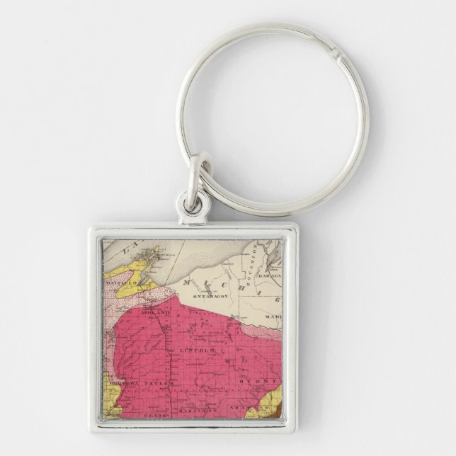 Geological map of Wisconsin Keychain (Front)