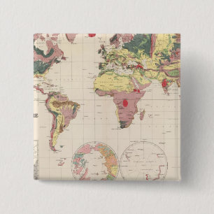 Geological structure of globe 2 inch square button