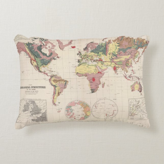 Geological structure of globe decorative pillow (Front)