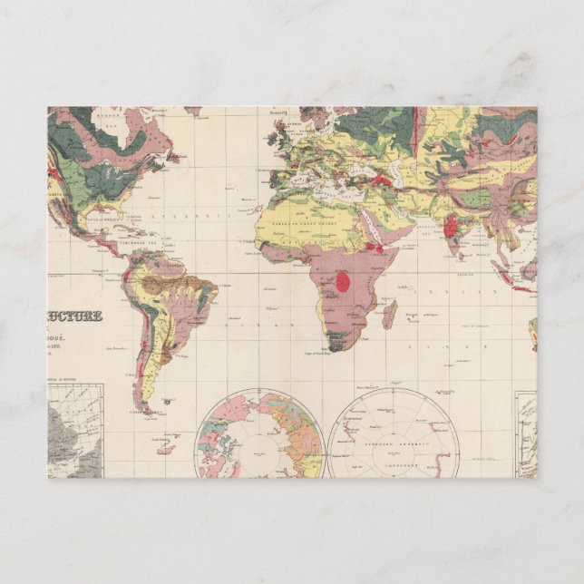 Geological structure of globe postcard (Front)