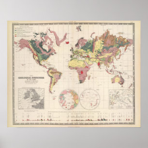 Geological structure of globe poster