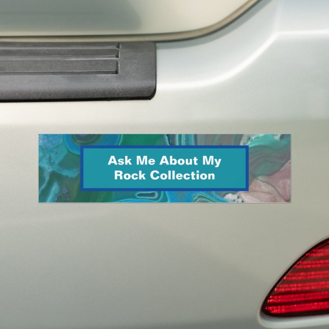 Geologist Scientist Green Blue Stone Rockhounding Bumper Sticker (On Car)