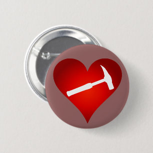 Geologist's Heart and Rock Hammer 2 Inch Round Button