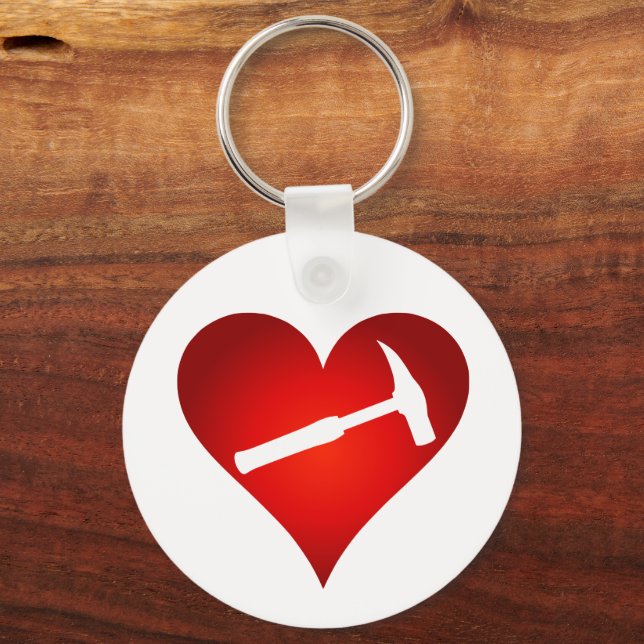 Geologist's Heart and Rock Hammer Keychain (Front)
