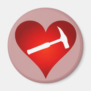 Geologist's Heart and Rock Hammer Magnet
