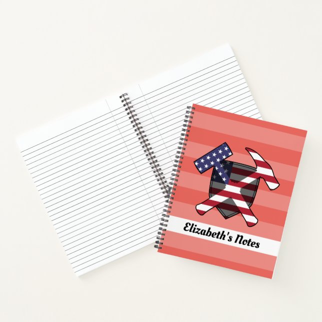 Geologist's Rock Hammer and American Flag Logo Notebook (Inside)