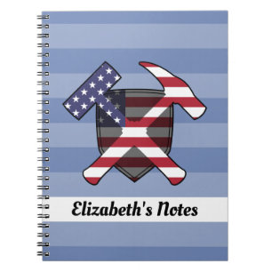 Geologist's Rock Hammer and American Flag Notebook
