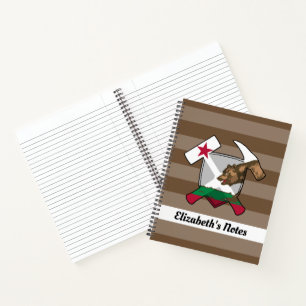 Geologist's Rock Hammer and California Flag Logo Notebook