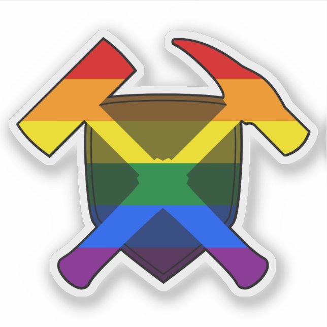 Geologist's Rock Hammer and LGBT Rainbow Flag (Front)