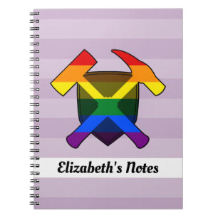 Geologist's Rock Hammer and LGBT Rainbow Flag Logo Notebook