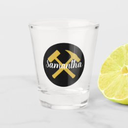 Geologist's Rock Hammer and Personalized Name Shot Glass
