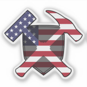 Geologist's Rock Hammer Logo- American Flag Vinyl