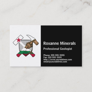 Geologist's Rock Hammer Logo with California Flag Business Card
