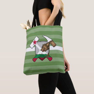 Geologist's Rock Hammer Logo with California Flag Tote Bag