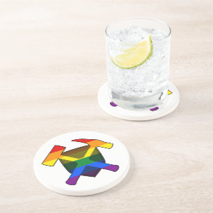 Geologist's Rock Hammer Logo with LGBT Rainbow Coaster