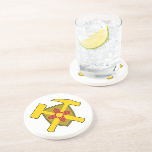 Geologist's Rock Hammer Logo with New Mexico Flag Coaster