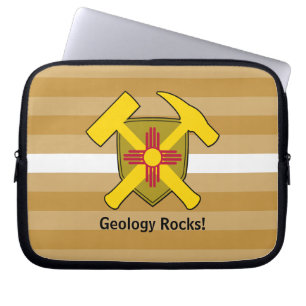 Geologist's Rock Hammer Logo with New Mexico Flag Laptop Sleeve