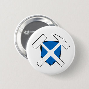 Geologist's Rock Hammer Shield- Scottish Flag 2 Inch Round Button