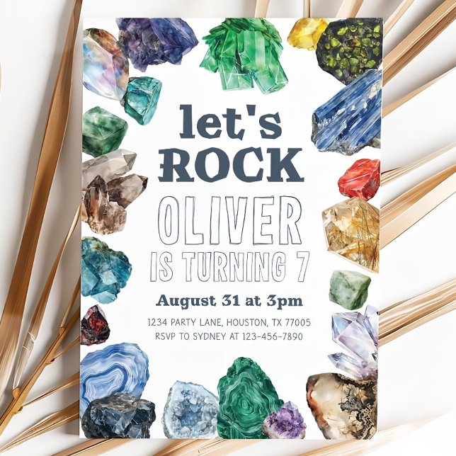 Geology Birthday Invitation, Rock Invite Geode Gem (Creator Uploaded)