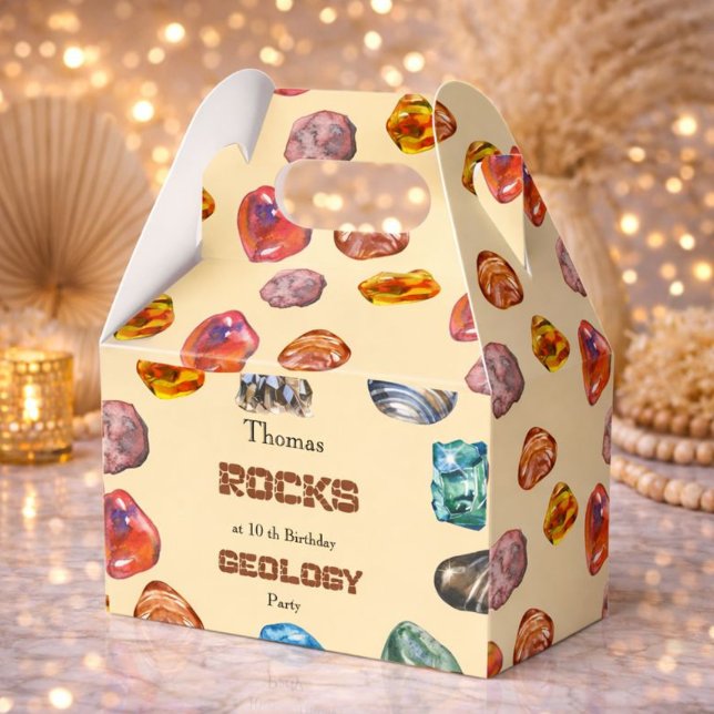Geology birthday party rocks gemstone favor box (Creator Uploaded)