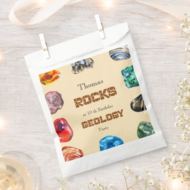 Geology birthday party rocks gemstone favour bag (Clipped)