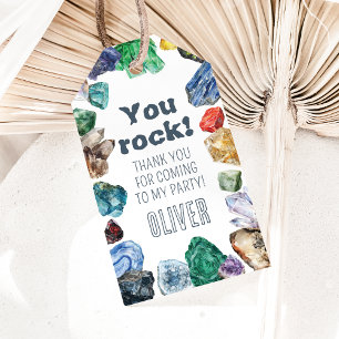 Geology Birthday Rocks Gem Dig Party Thank You Gift Tags