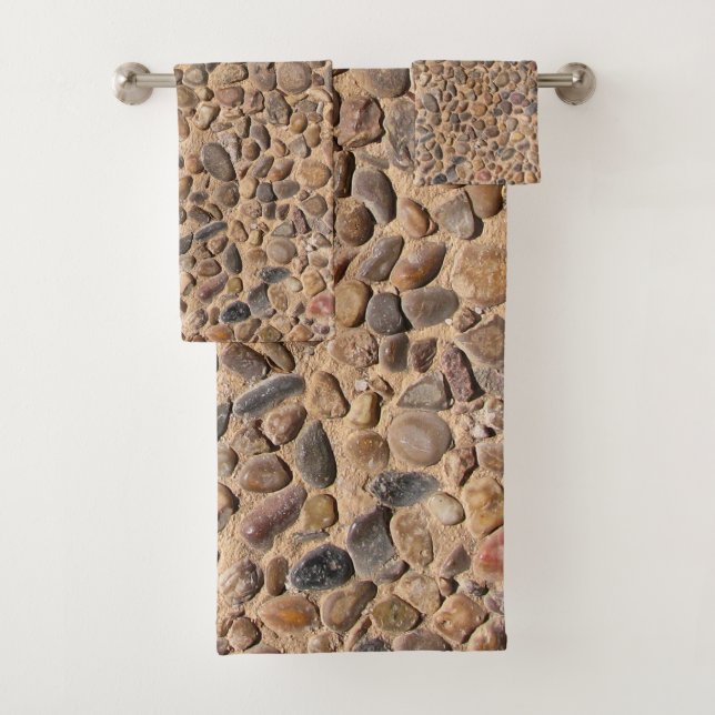 Geology Decorative Pebble Stones Photo Bath Towel Set (Insitu)