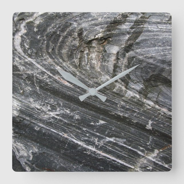 Geology Decorative Rock Grey Waves No Digits Square Wall Clock (Front)