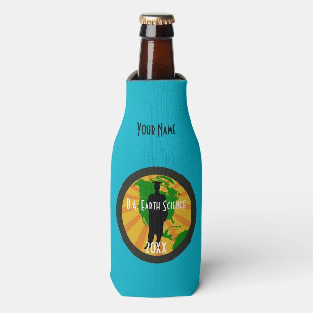 Geology Graduate Badge (Male) Bottle Cooler (Bottle Front)