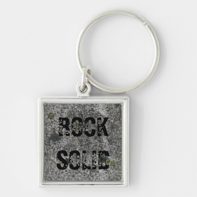 Geology Granite Rock Solid Custom Text Keychain (Front)